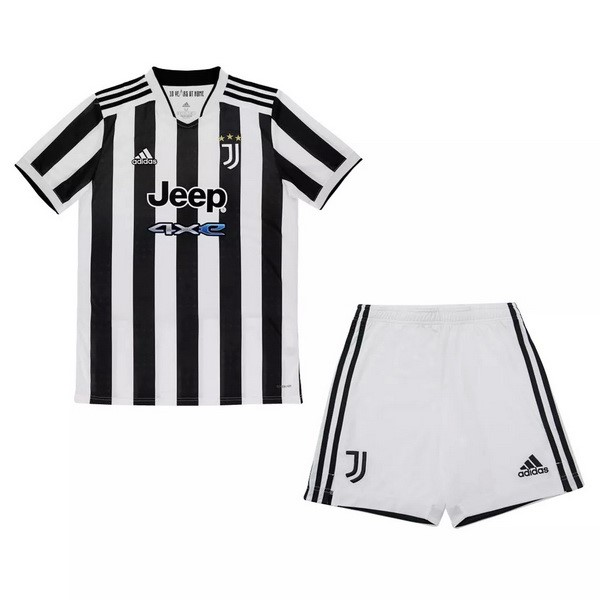 Trikot Juventus Heim Kinder 2021-22 Weiß Schwarz Fussballtrikots Günstig